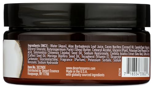 Desert Essence Coconut Body Butter packaging emphasizes vegan and cruelty-free ethics