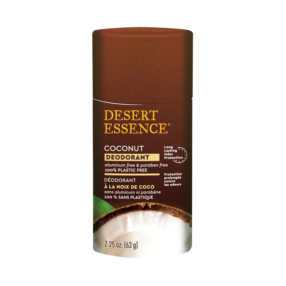 Desert Essence Coconut Deodorant application shows smooth, comfortable underarm glide with natural scent.