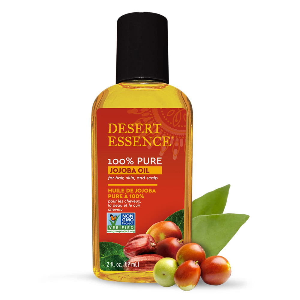 Desert Essence Jojoba Oil dropper ready for quick facial hydration with clean glide.