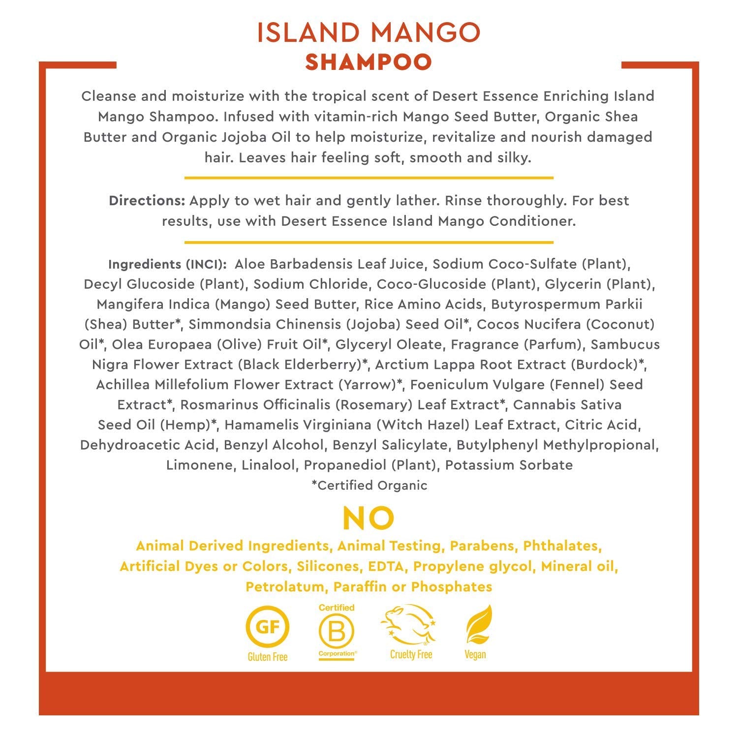 Desert Essence Mango Island Conditioner texture closeup suggests creamy, nourishing slip.