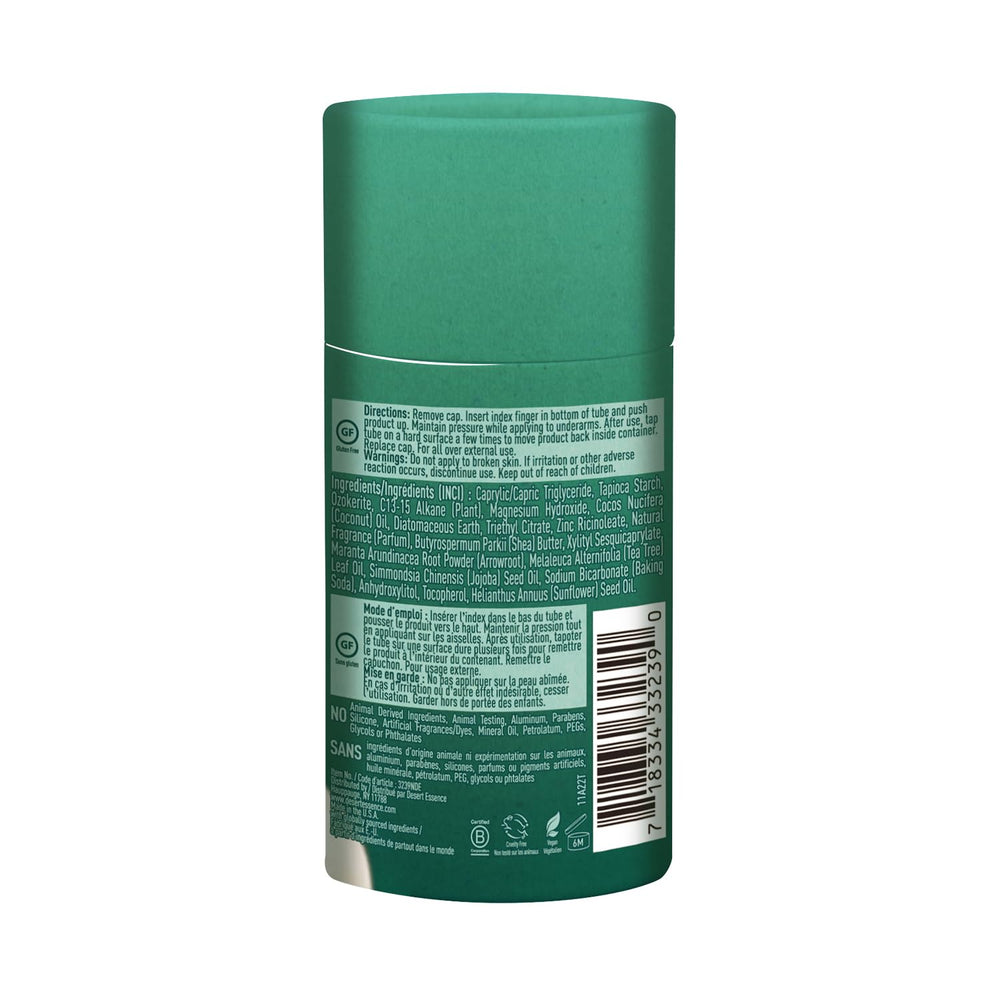Desert Essence Coconut Oil component provides gentle skin conditioning during application.