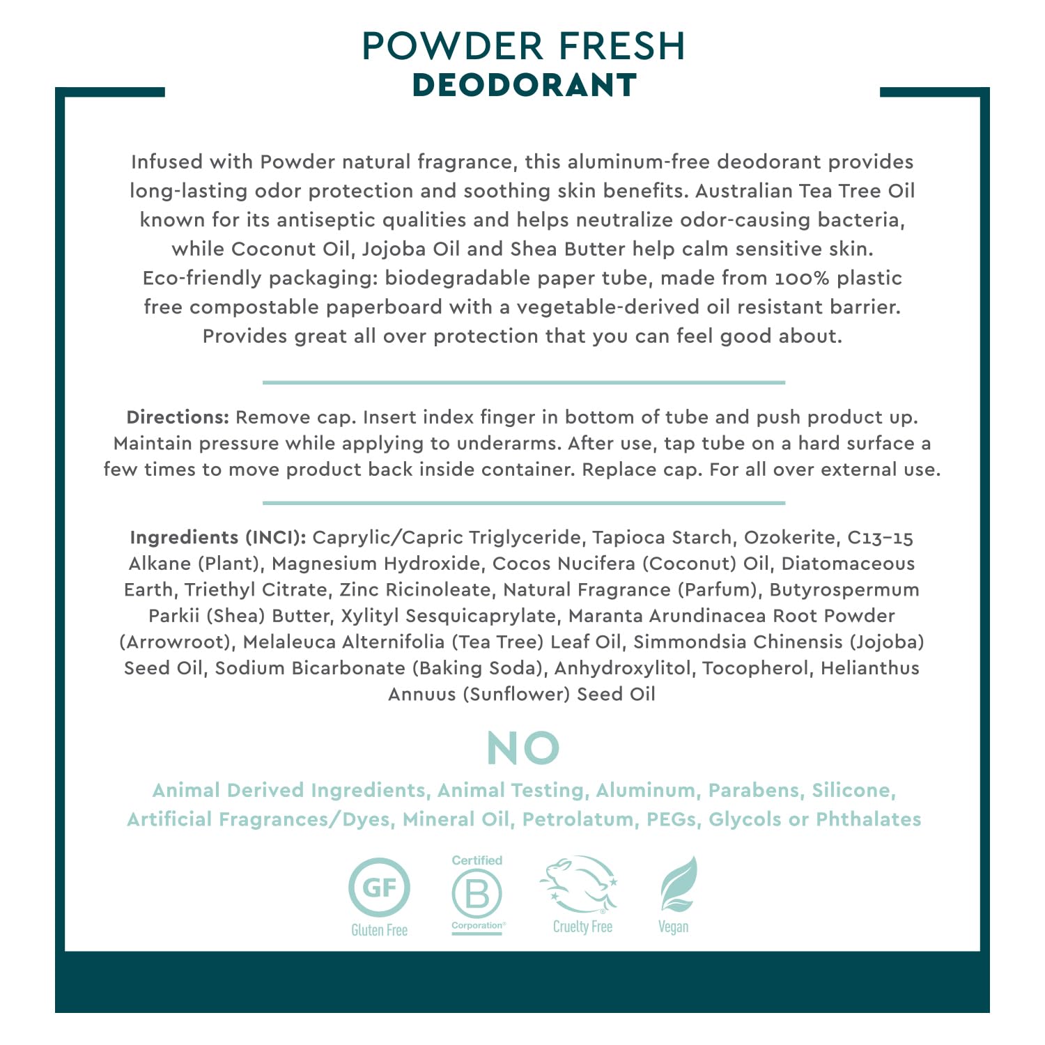 Desert Essence Tea Tree Oil ingredient highlights odor-control notes.