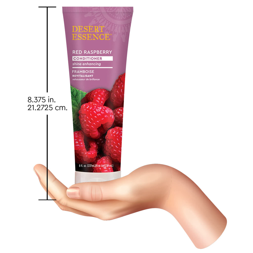 Desert Essence conditioner in use for smooth, manageable hair.