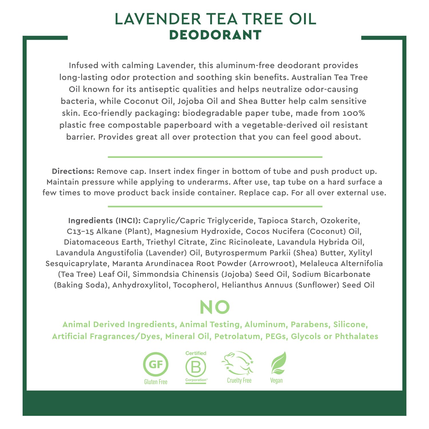 Desert Essence tea-tree oil ingredient shot highlights natural odor control.