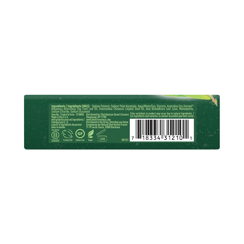 Desert Essence Tea Tree Therapy Soap Bar used on face for mild cleansing.