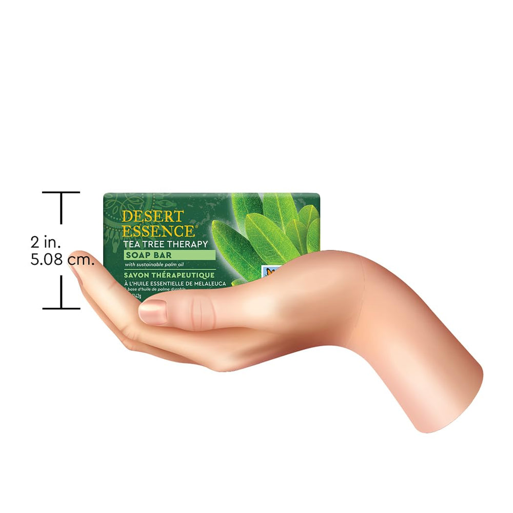 Desert Essence Tea Tree Therapy Soap Bar with jojoba oil nourishes while cleansing.