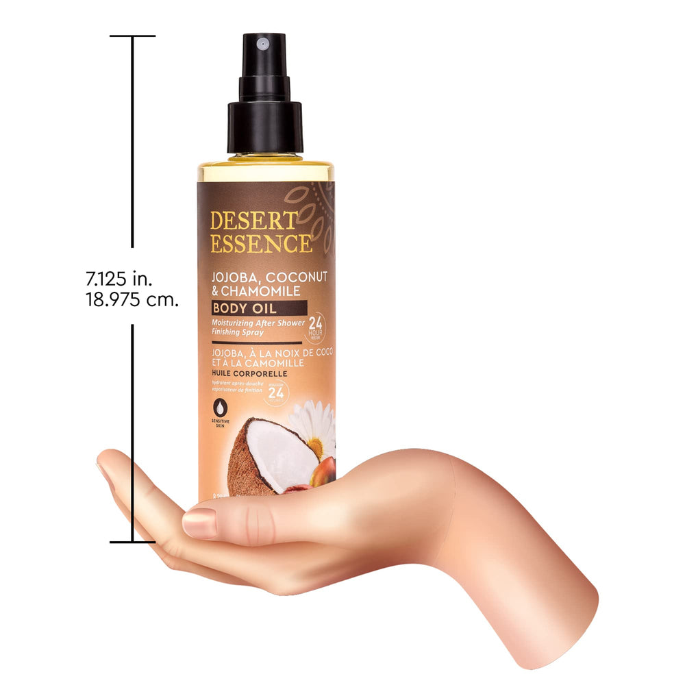 Vegan cruelty-free branding displayed on Desert Essence packaging.