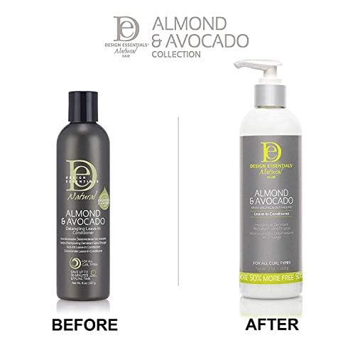 Design Essentials Almond & Avocado Leave-In packaging and ingredients overview.