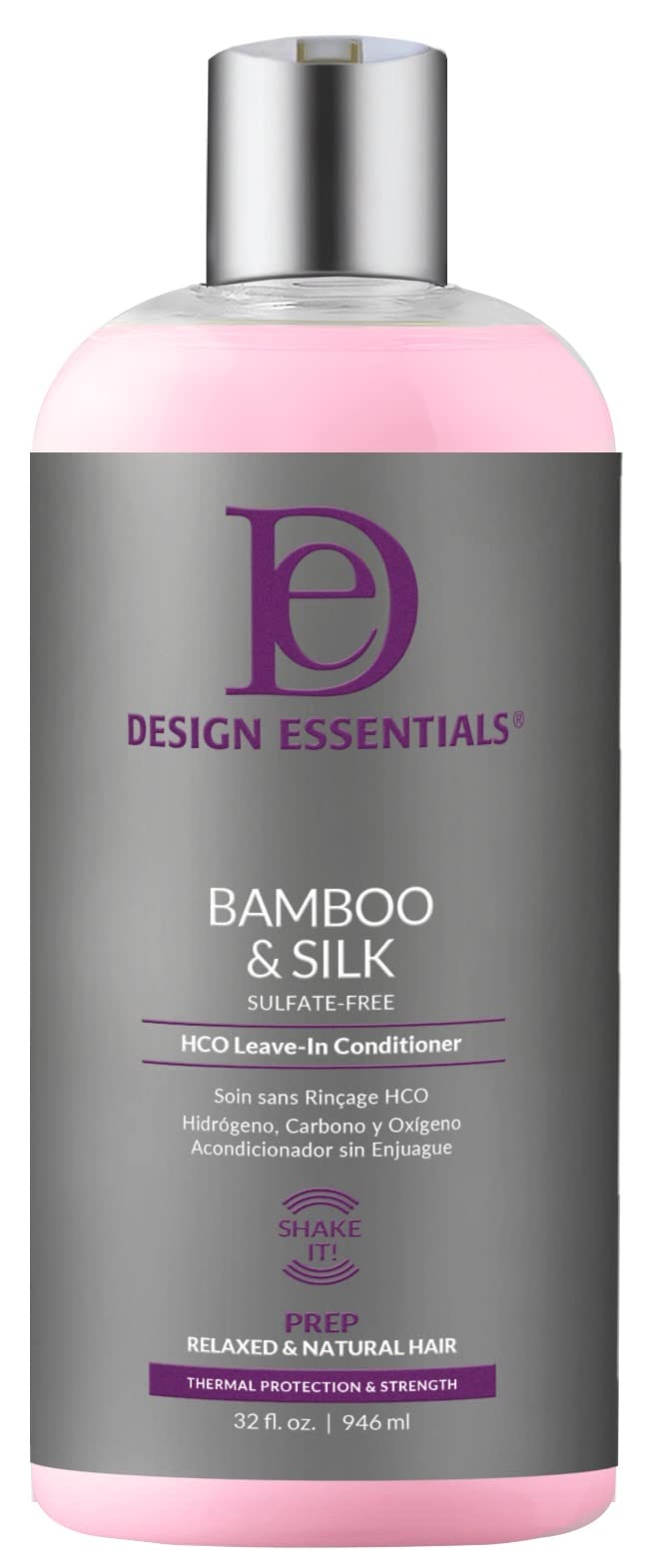 Design Essentials Bamboo & Silk HCO Leave-In Conditioner bottle for smooth, manageable hair