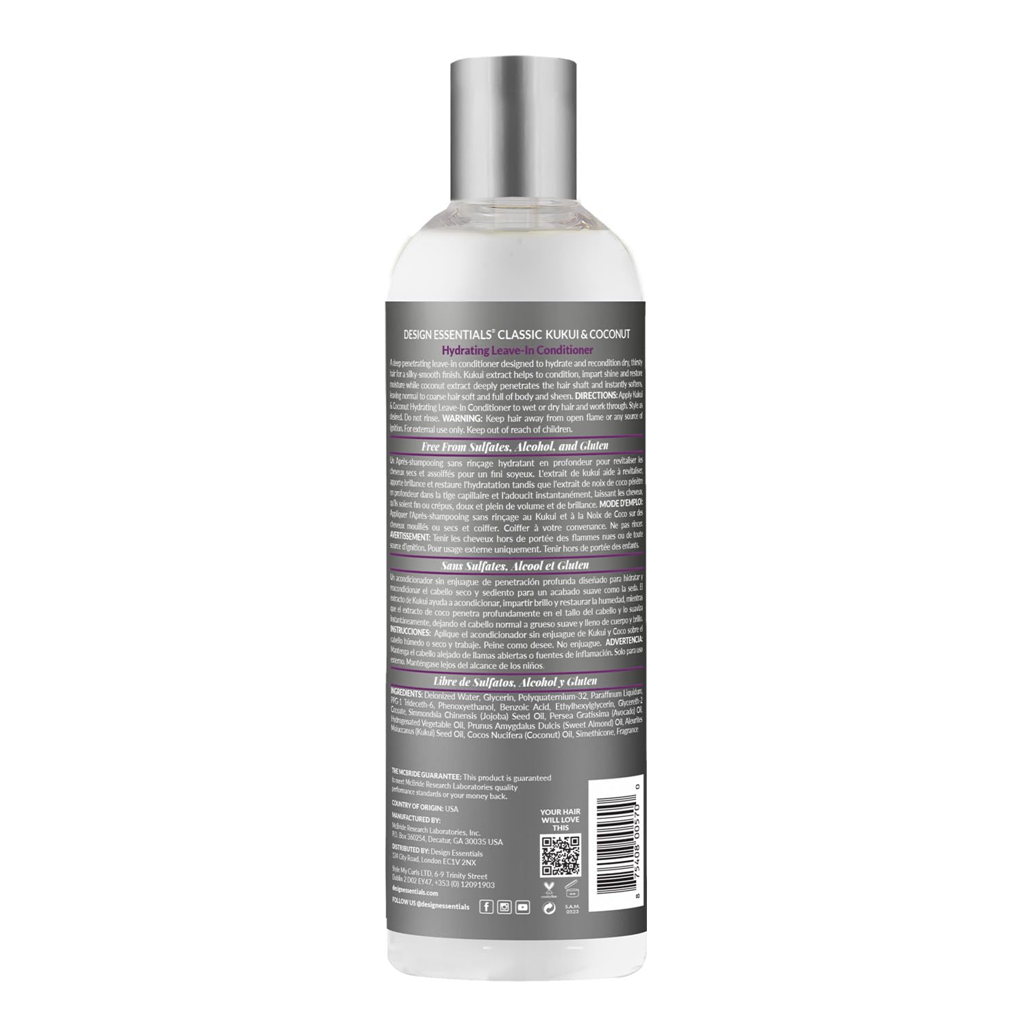 Design Essentials Kukui & Coconut Leave-In on hair during styling for shine.