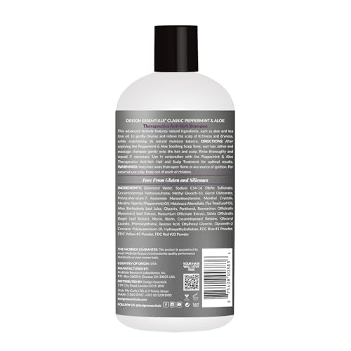 Design Essentials AntiItch Shampoo lather demonstrates refreshing, cooling cleansing for flaky scalps.