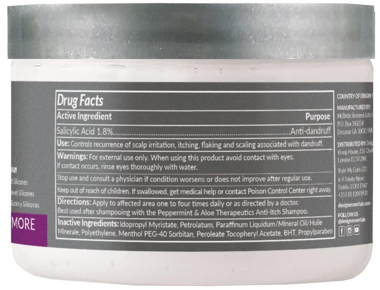 Design Essentials Peppermint & Aloe Therapeutics hair lather with refreshing peppermint scent.