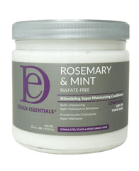 Design Essentials Rosemary & Mint conditioner bottle promotes refreshing scalp care and hydration.