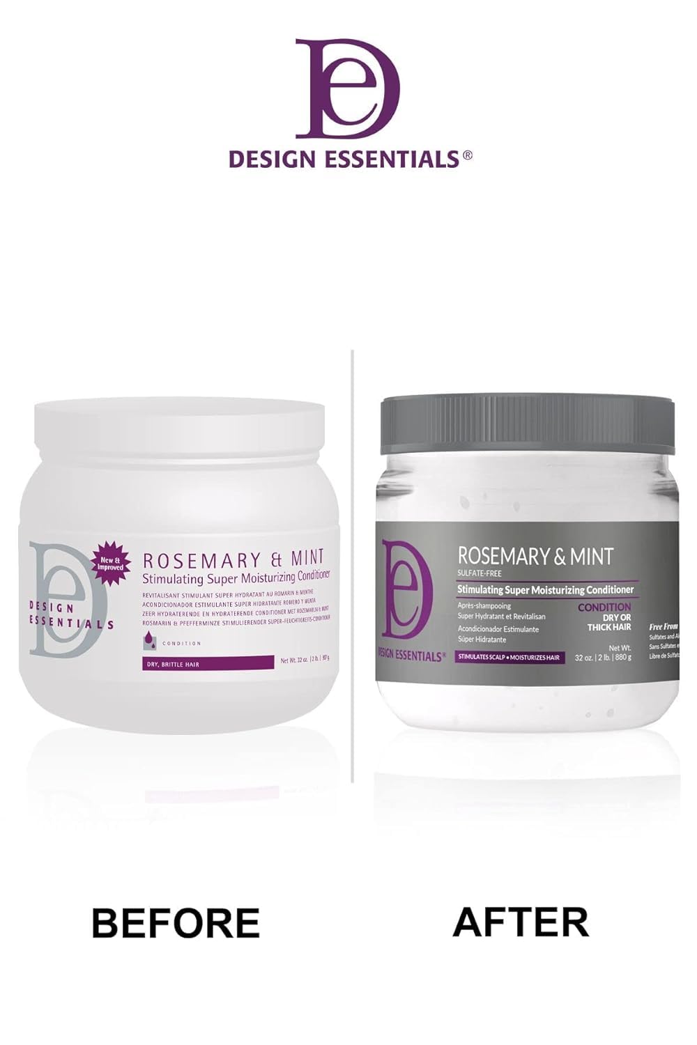 Design Essentials Rosemary & Mint conditioner cream texture deeply moisturizes dry hair.