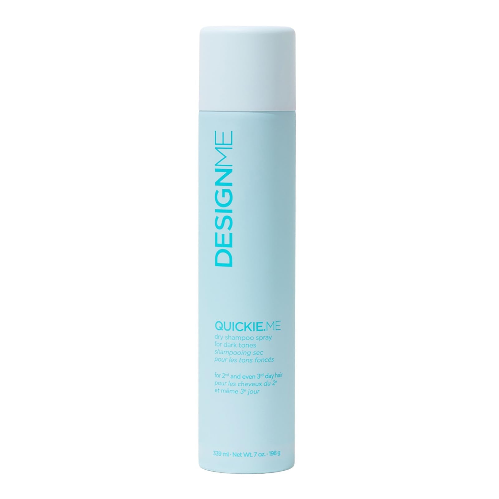 Design.Me Quickie.Me Dry Shampoo Dark Tones bottle with translucent pigment, absorbs oil for brunette hair