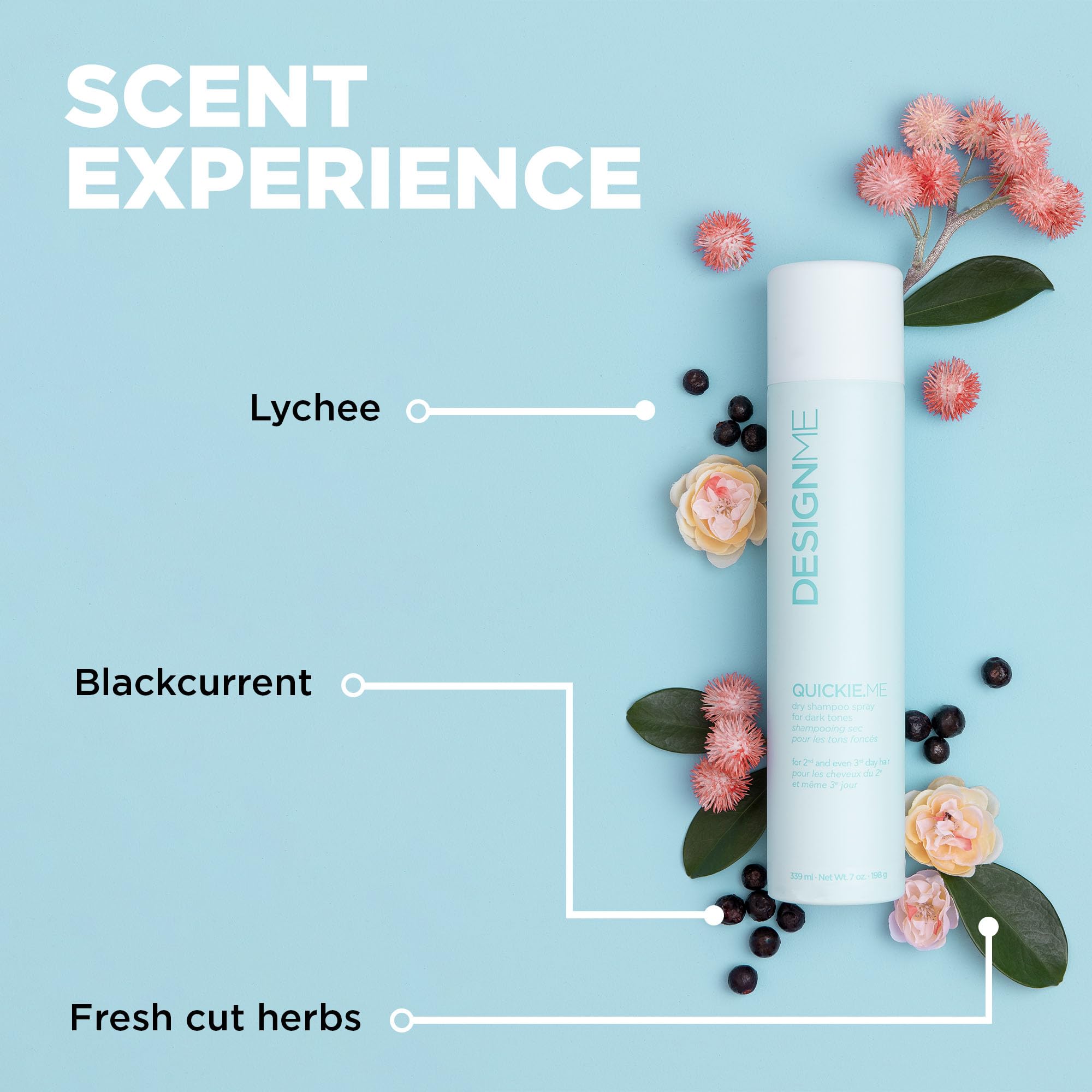 Design.Me Quickie.Me Dry Shampoo bottle with non-sticky finish ideal for travel