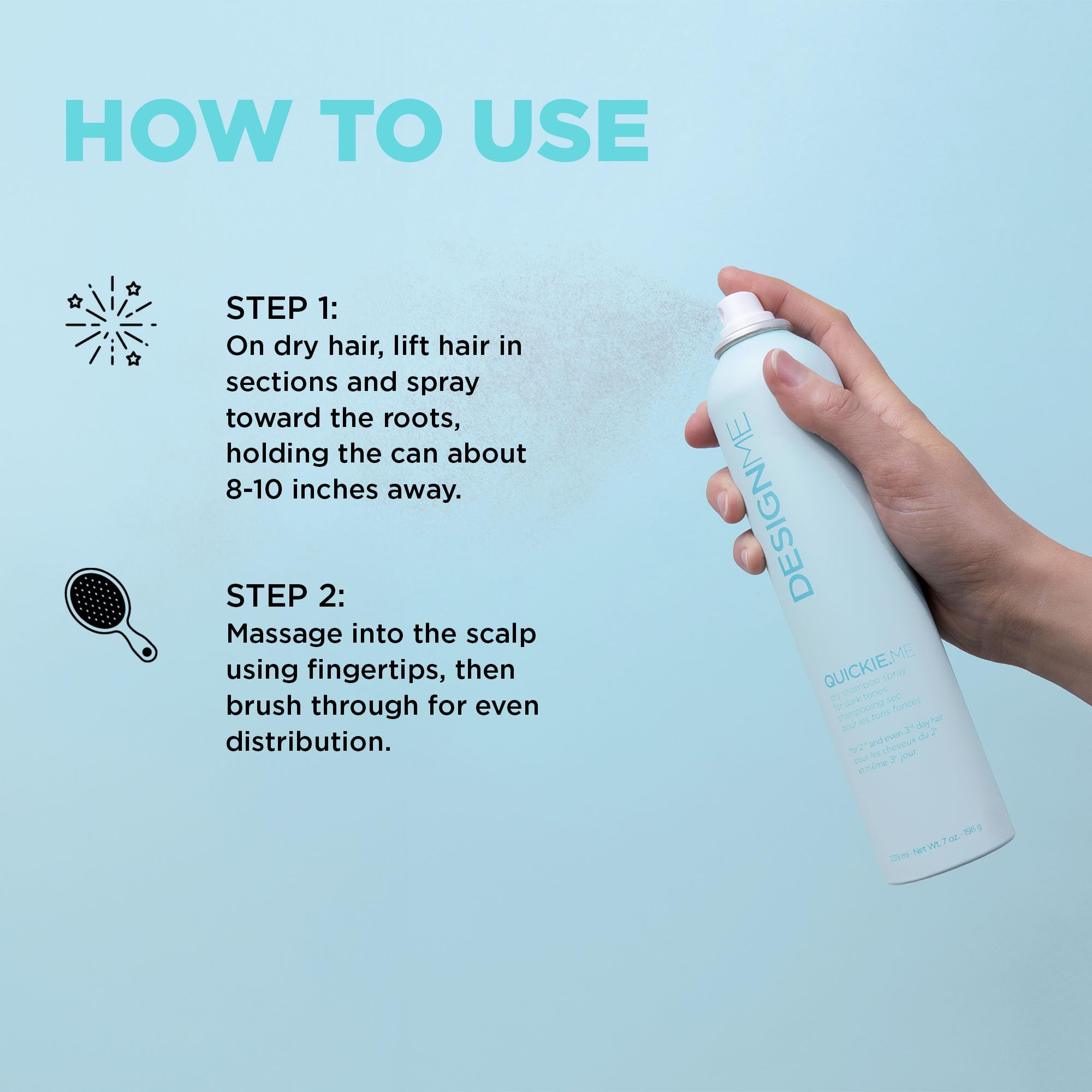 Design.Me Quickie.Me Dry Shampoo spray mist visibly refreshing hair after workouts