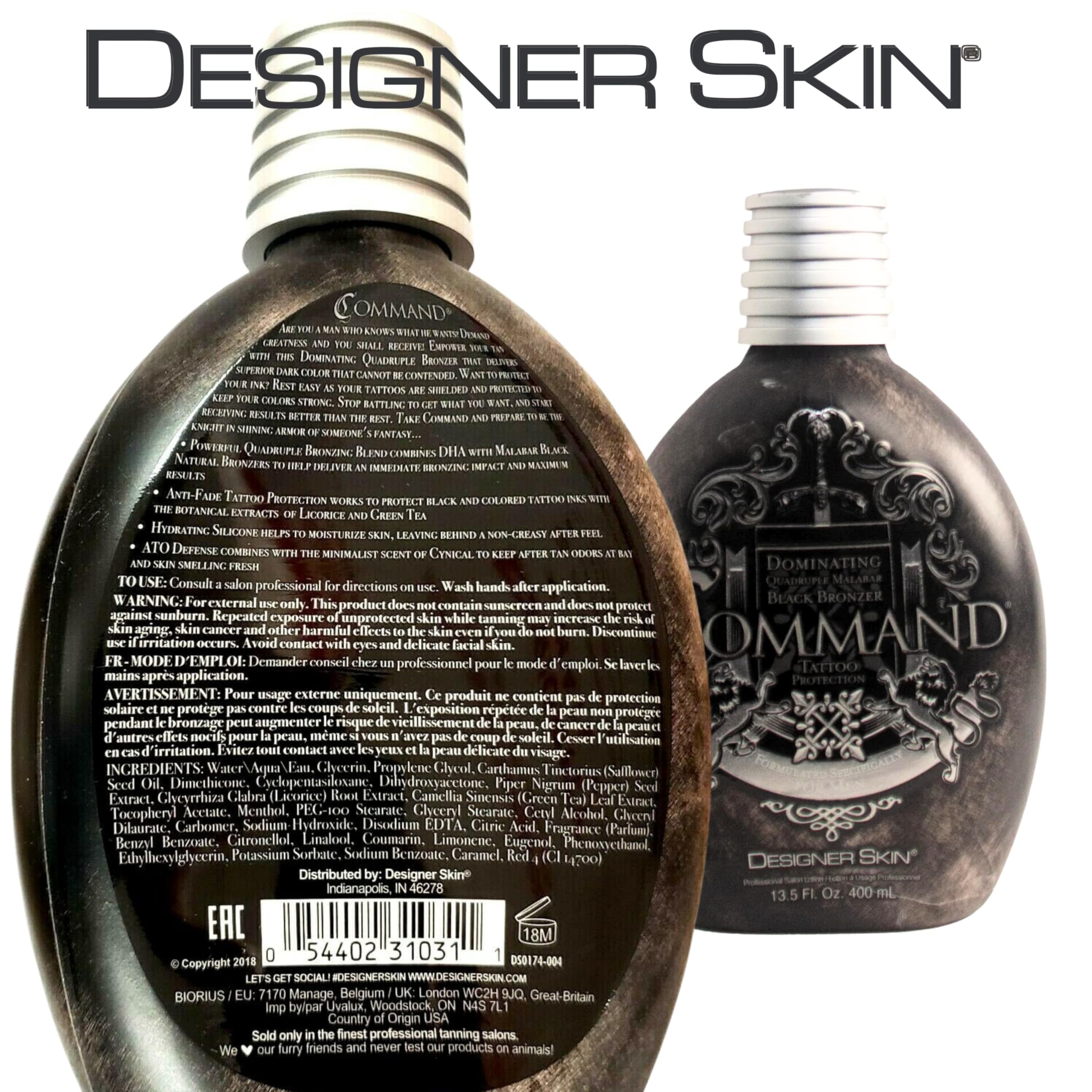 Creamy texture close-up showing smooth application of Designer Skin Command lotion