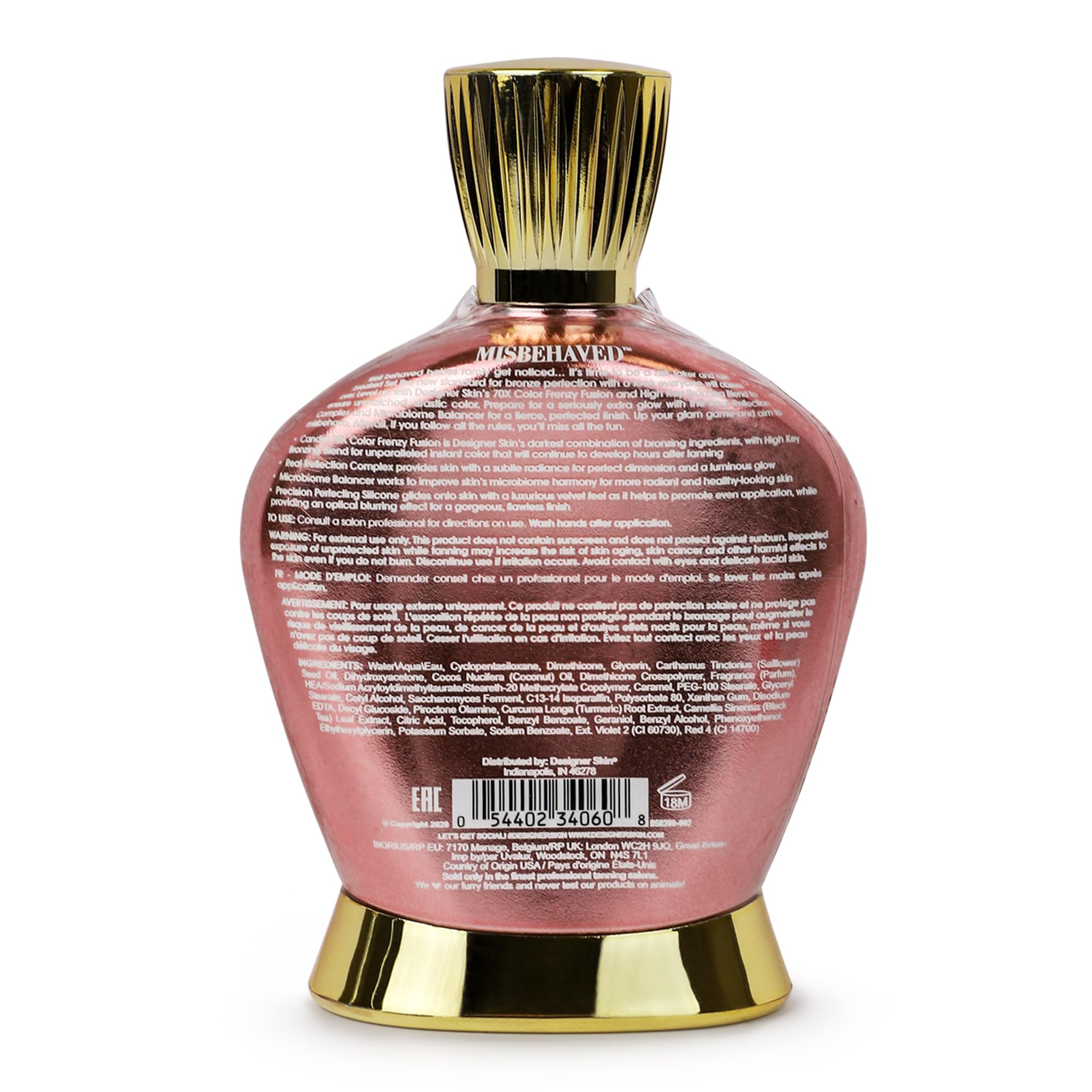 Designer Skin Misbehaved 70X bronzer glow radiates with luminous, long-lasting color.