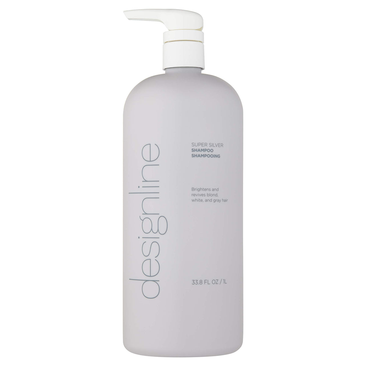 DESIGNLINE Super Silver Shampoo bottle front highlights color-safe moisture for blonde and gray hair.