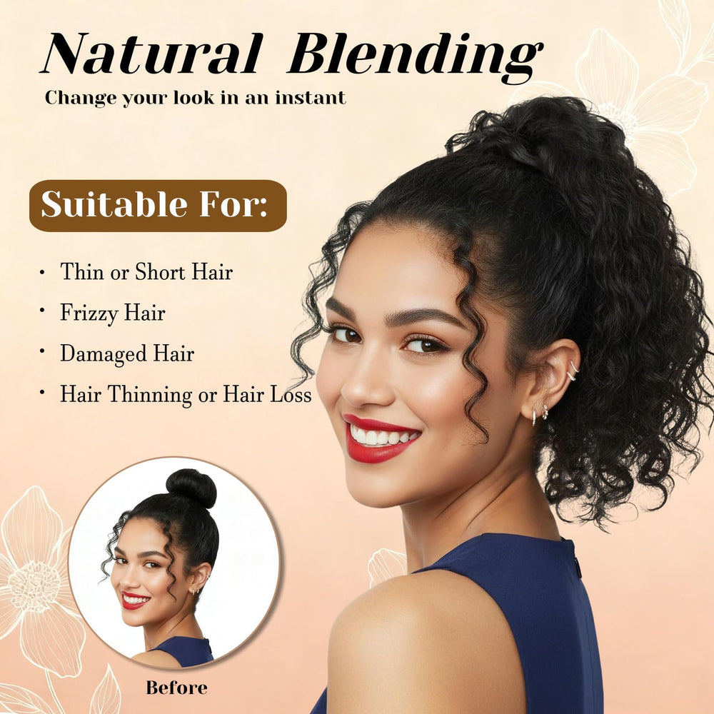 Detean short wavy curly ponytail adds volume for everyday looks