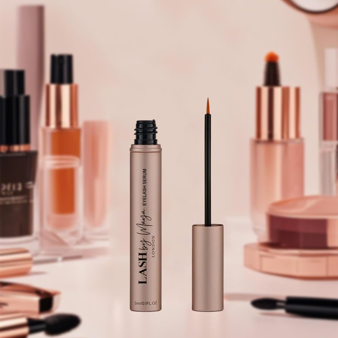 Detllou Lash by Maya Serum in-use scene showing tidy application near the lash line.