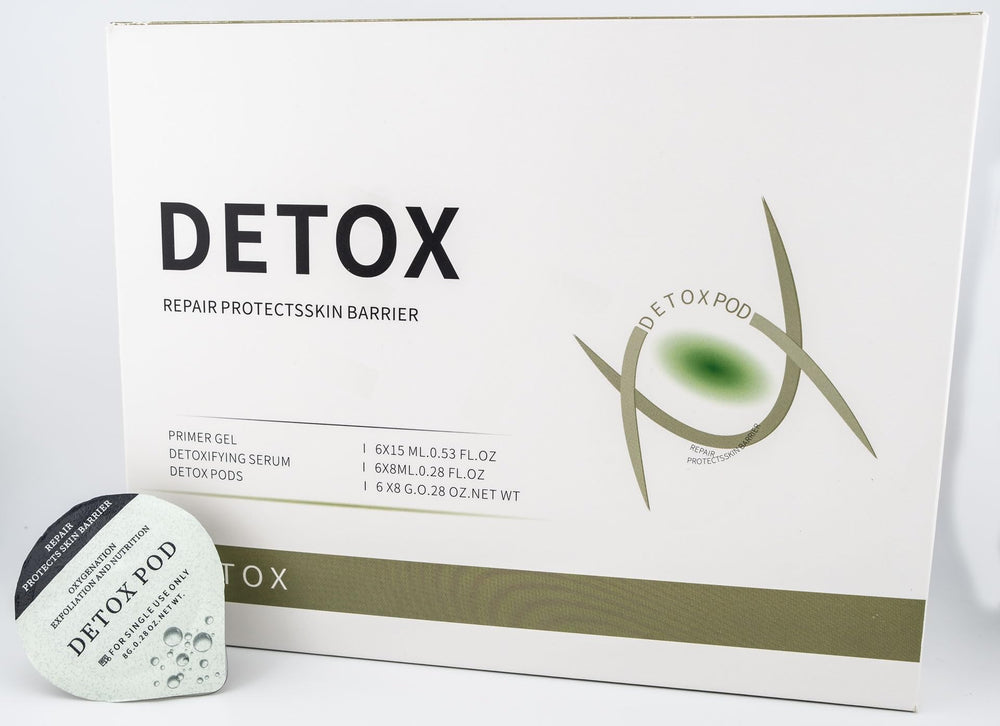Detox Pods primer gel application prepares for gentle exfoliation and bubbly foam.