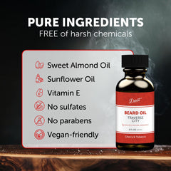 Detroit Grooming Co. beard oil drops mid-application, showing quick absorption