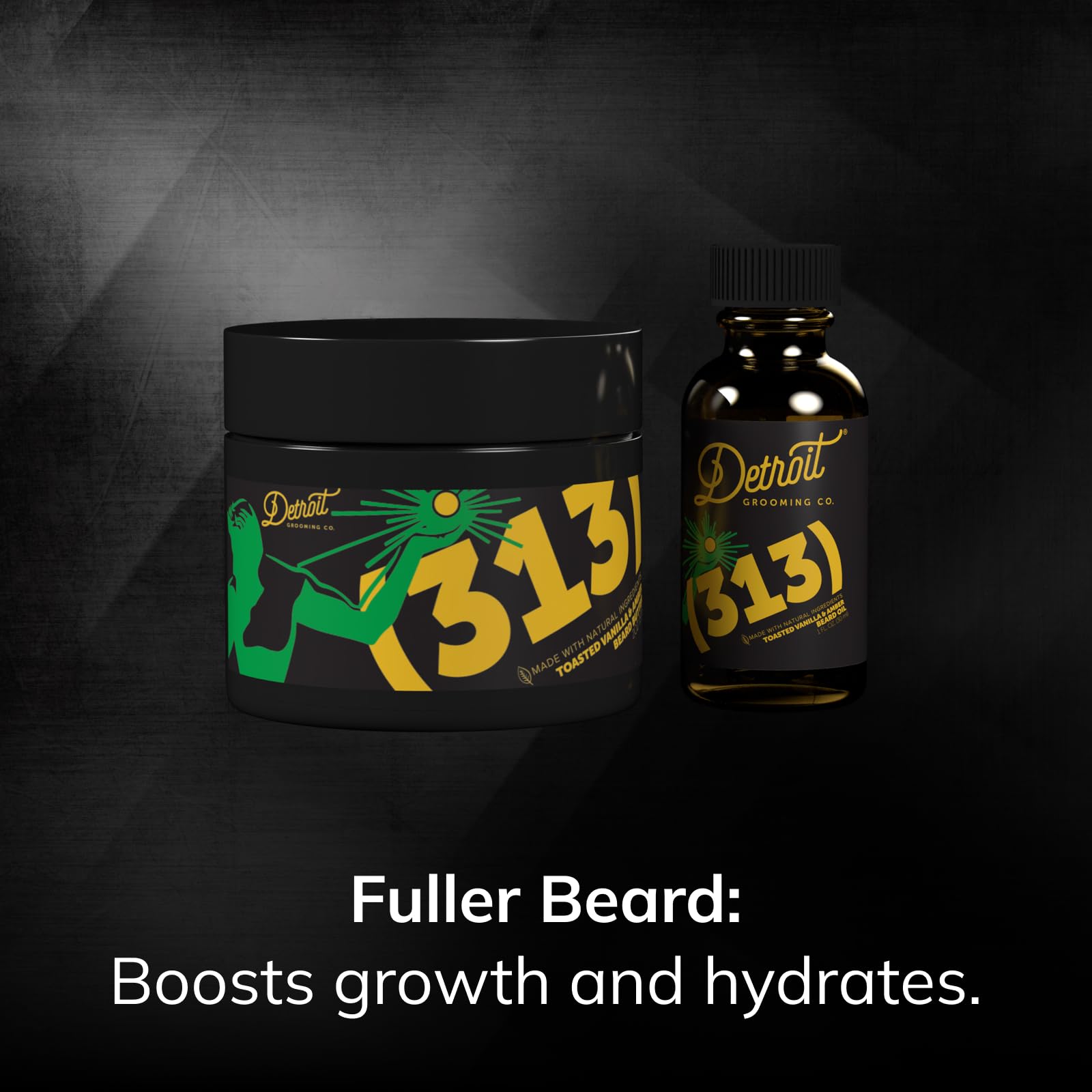 Detroit Grooming Co. 313 beard balm tin for moisture and control.