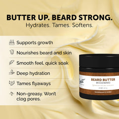 Detroit Grooming Co. hands applying beard butter to tame flyaways.