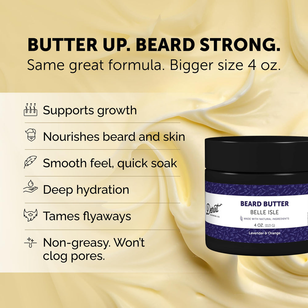 Hands applying Detroit Grooming Co. beard butter for easy styling.