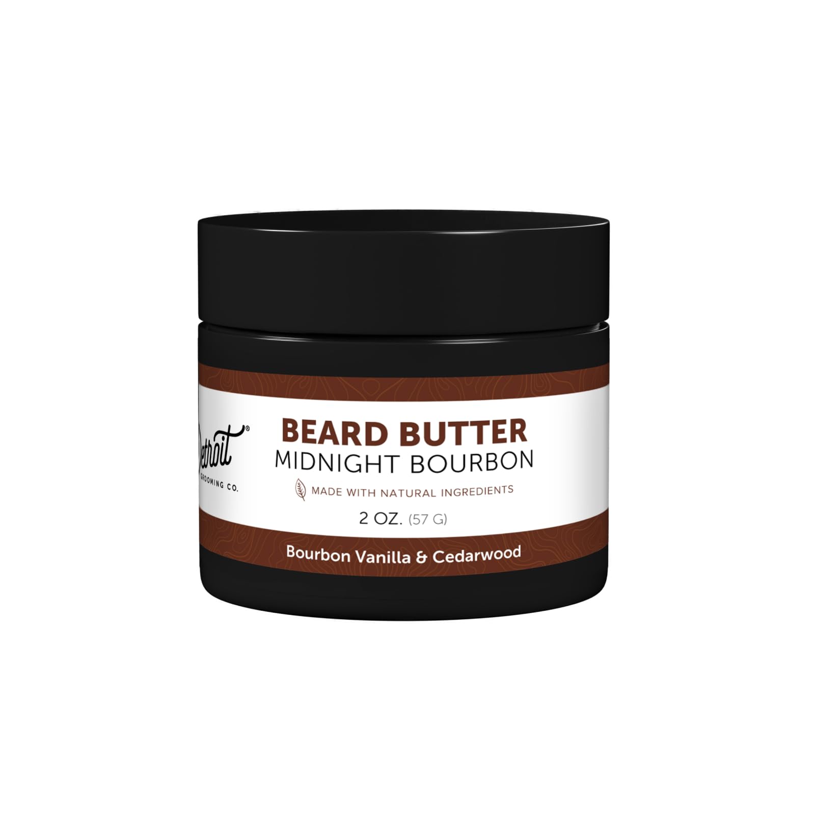 Detroit Grooming Co beard butter jar closeup showing rich formula for soft, hydrated facial hair