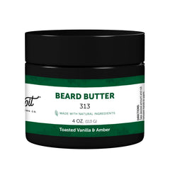 Detroit Grooming Co. beard butter jar demonstrates nourishing hydration for a softer, healthier beard.