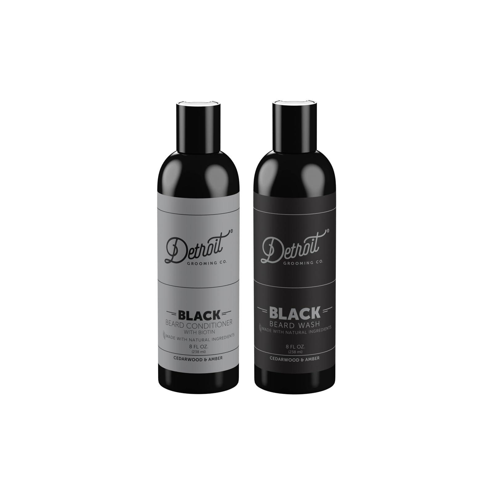 Detroit Grooming Co. beard wash bottle pour for easy lather and refreshing daily cleansing.