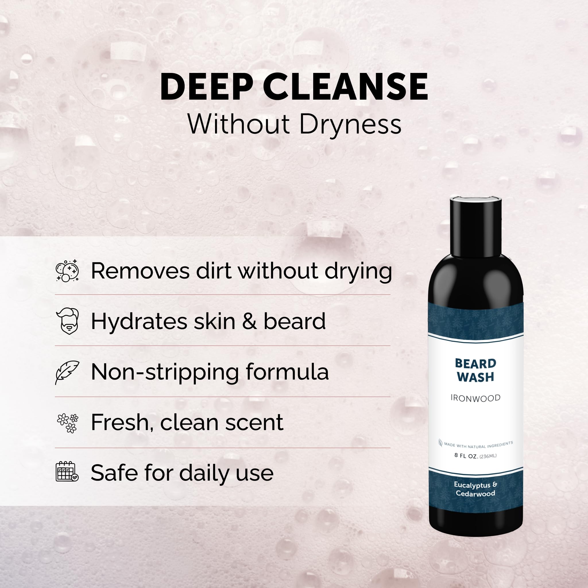Detroit Grooming Co beard wash lather in hand demonstrates gentle cleansing.