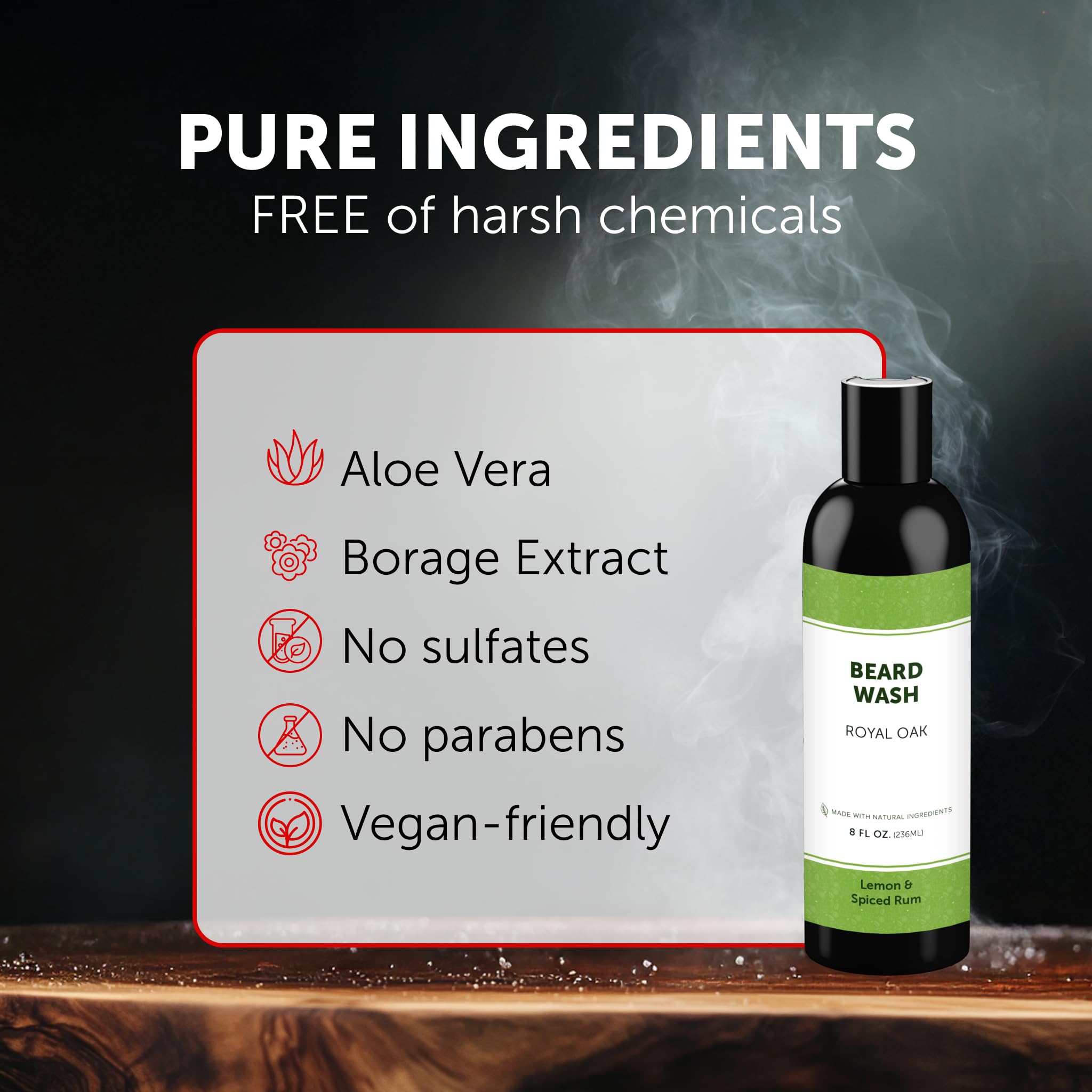 Detroit Grooming Co. Beard Wash ingredients highlight essential oils for nourishment and aroma.