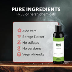 Detroit Grooming Co. Beard Wash ingredients highlight essential oils for nourishment and aroma.