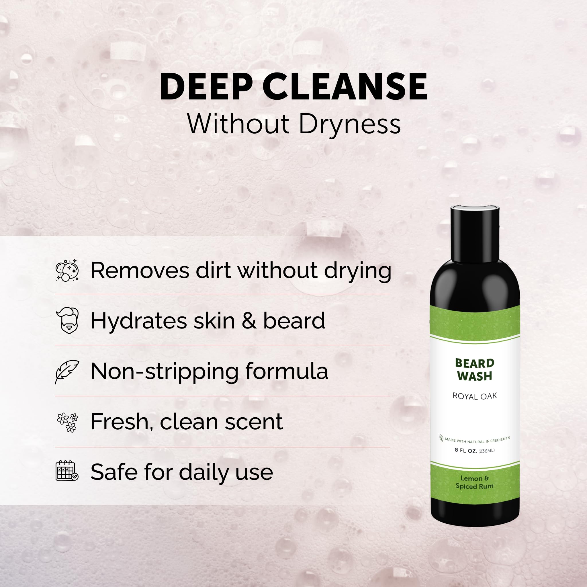 Detroit Grooming Co. Beard Wash lather demonstrates gentle cleansing while preserving moisture.