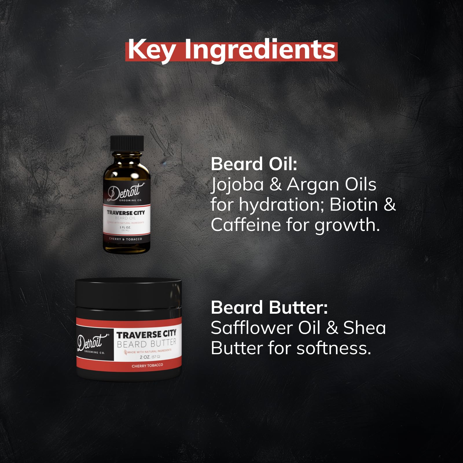 Detroit Grooming Co. Traverse City beard balm application for easy shaping.