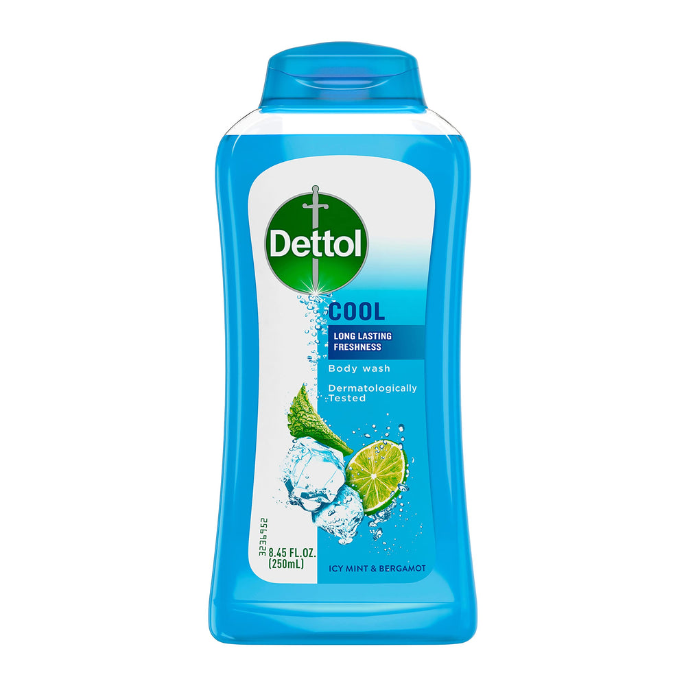 Dettol Cool Body Wash bottle front view with mint-bergamot scent.