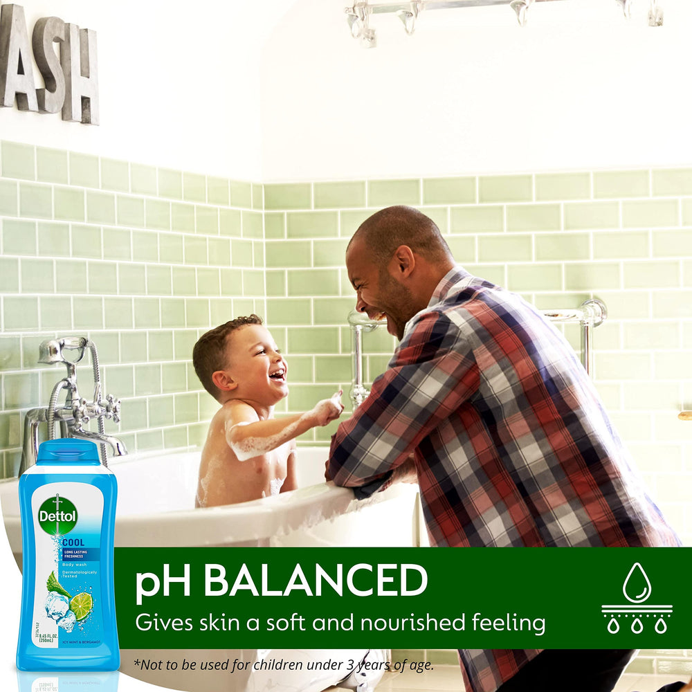Dettol Cool Body Wash bubbles create a refreshing wash.