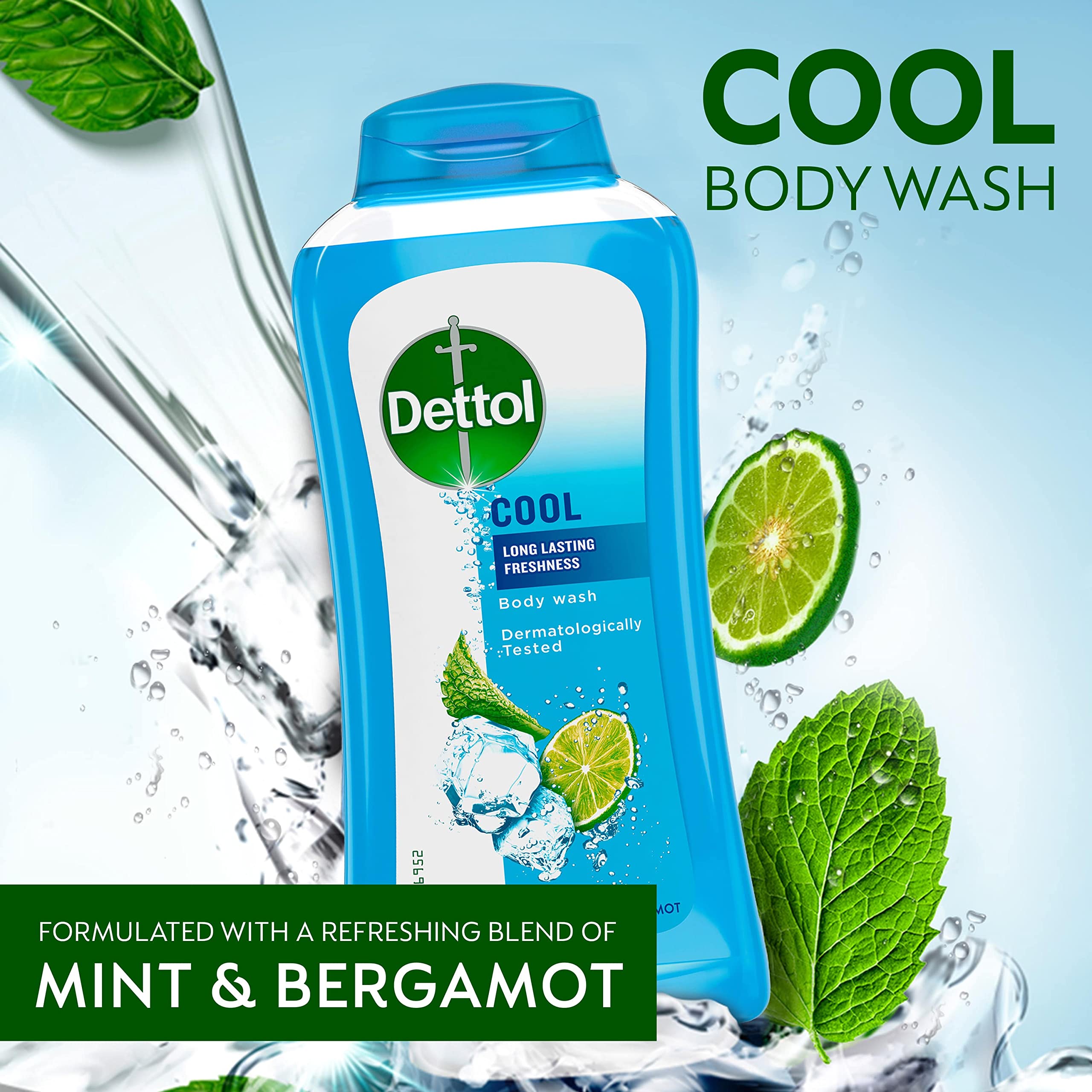Dettol Cool Body Wash pour demonstrates cooling sensation for skin.