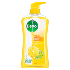 Dettol Fresh Body Wash Yuzu bottle showcases long-lasting freshness.