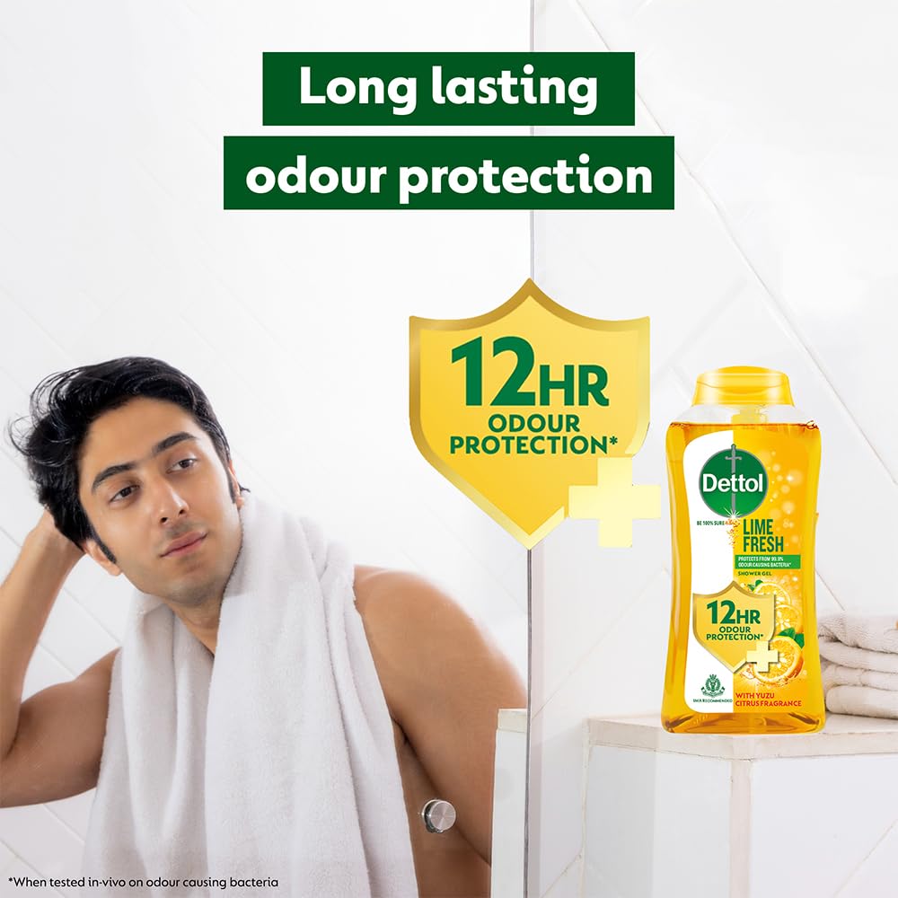 Dettol Lime Fresh bottle closeup emphasizes vibrant citrus fragrance