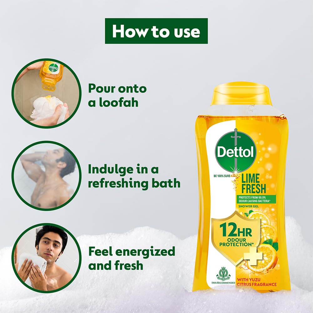 Dettol Lime Fresh shower scene suggests refreshing daily routine