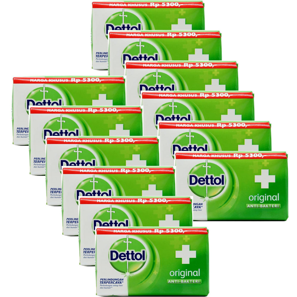 Dettol Original soap bar pack closeup highlighting germ-fighting formula for daily use.