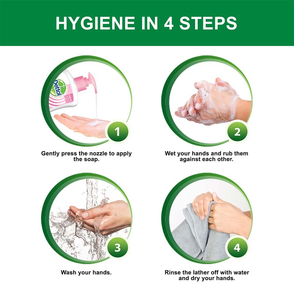 Dettol Skincare Hand Wash bottle angled view on sink.