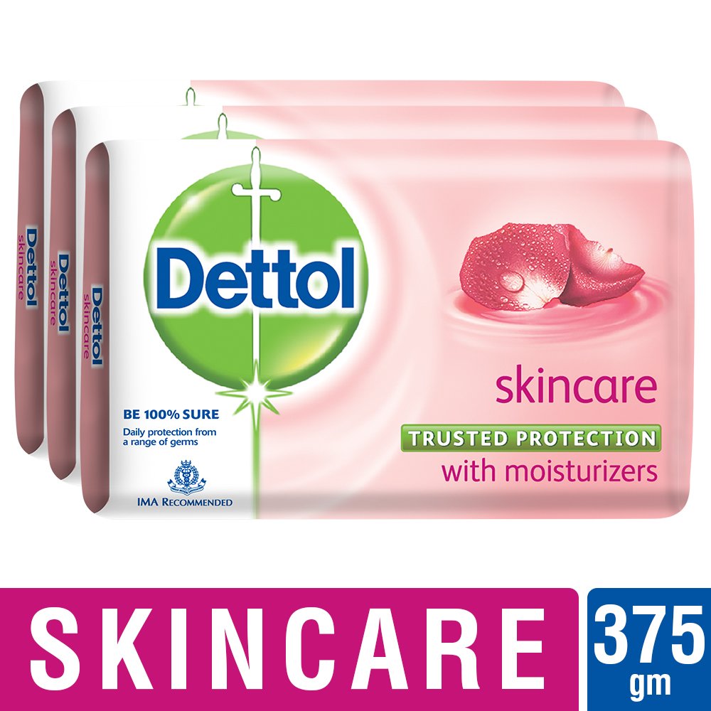 Dettol Soap Value Pack closeup of 125 g bars for gentle cleansing.
