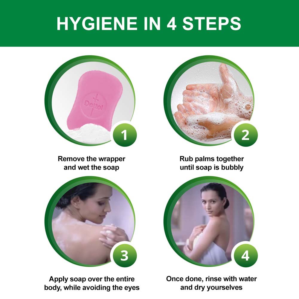 Dettol Soap Value Pack spa routine visual suggesting refresh after washing.