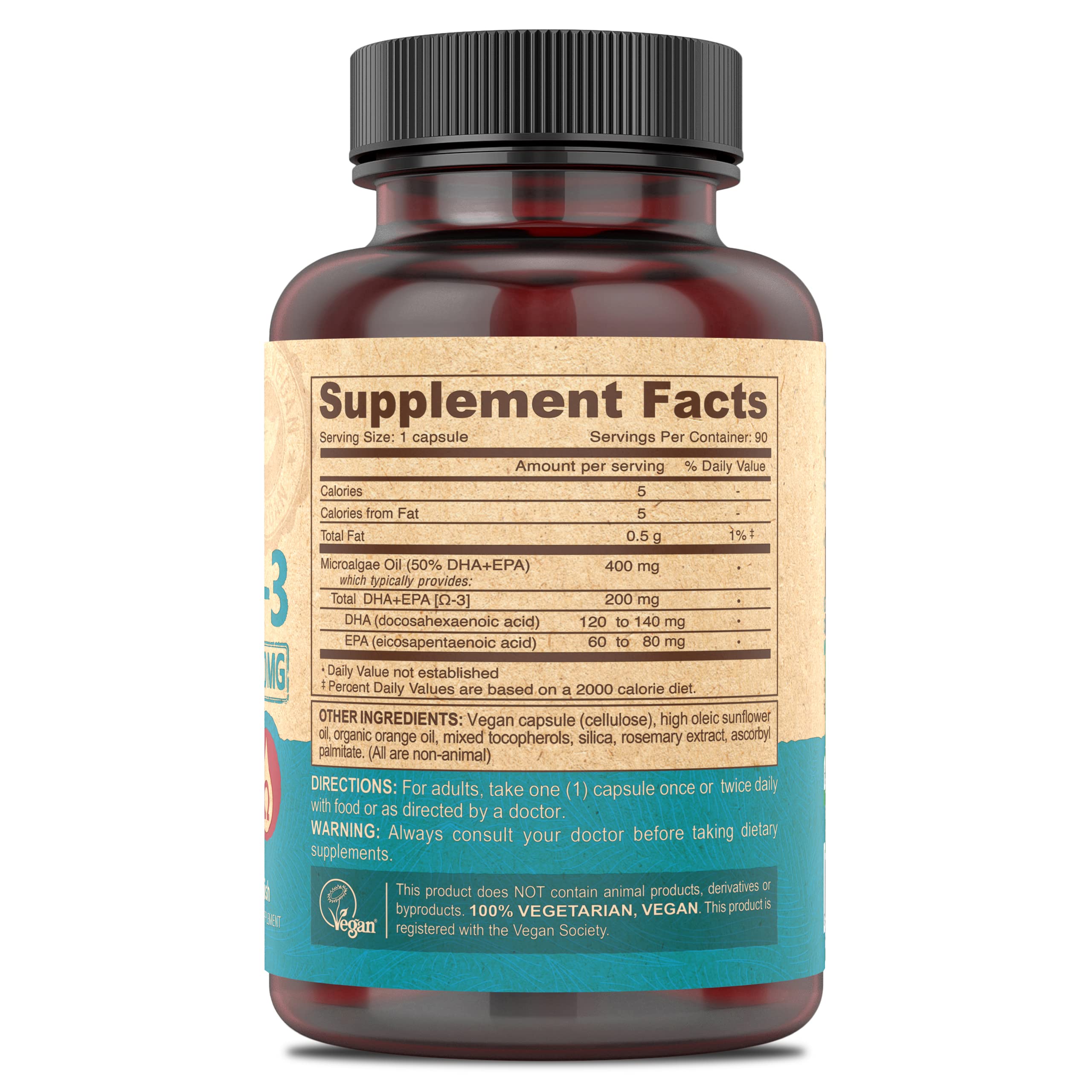 DEVA delayed-release label on packaging shows vegan, stable omega-3 delivery.